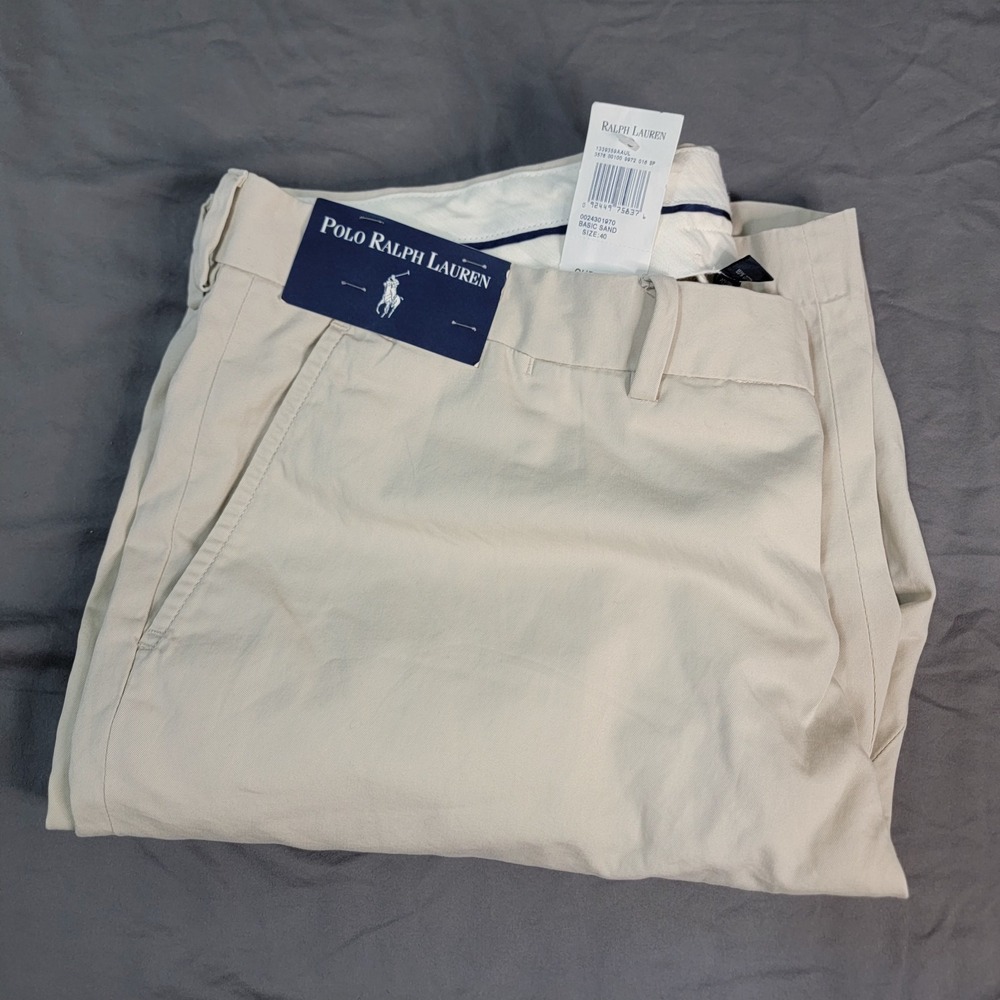 NWT Polo Ralph Lauren Shorts Mens 40 Classic Khaki  11" Inseam Vintage Deadstock